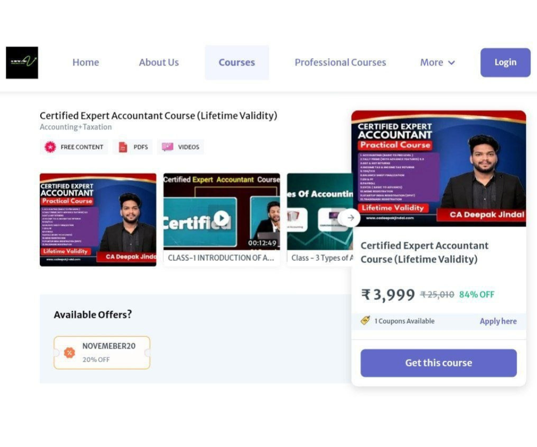 Certified Expert Accountant Course Lifetime Validity